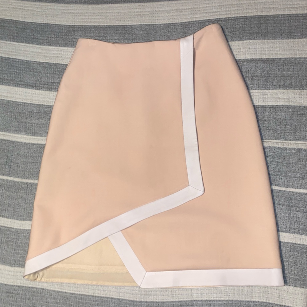 ADEAM WOOL SKIRT WITH LETHER TRIM